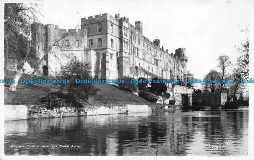 R079793 Warwick Castle vom Fluss Avon. Walter Scott. RP. 1960