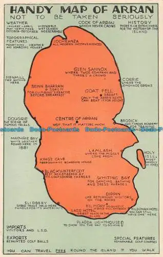 R079878 Praktische Karte von Arran. Nicht ernst zu nehmen. Holmes Karte der Arran Serie