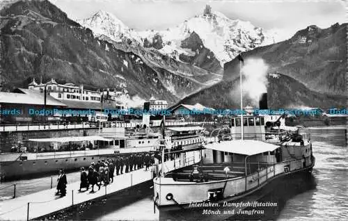 R080770 Interlaken. Dampfschiffstation. Mönch und Jungfrau. Photoglob Wehrli