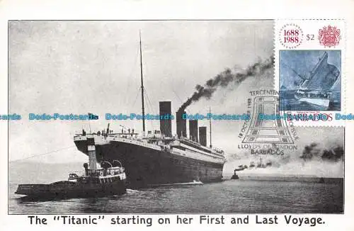 R081624 Die Titanic beginnt auf ihrer ersten und letzten Reise. Nordon Art. Souvenir