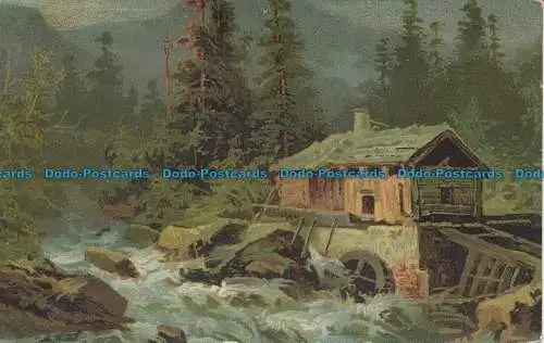 R081636 Alte Postkarte. Fluss und Haus