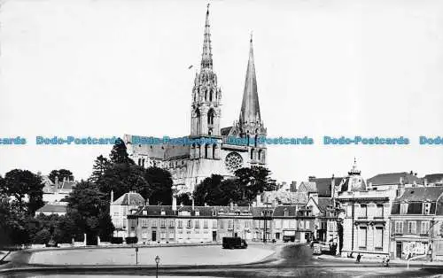 R080868 Chartres. E. und L. Place Chatelet und die Kathedrale. Artaud. 1951. Gaby