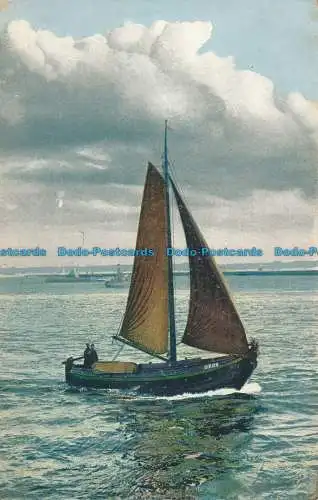 R080532 alte Postkarte. Segelboot. Photochromie. Nr. 1396. 1910. B. Hopkins