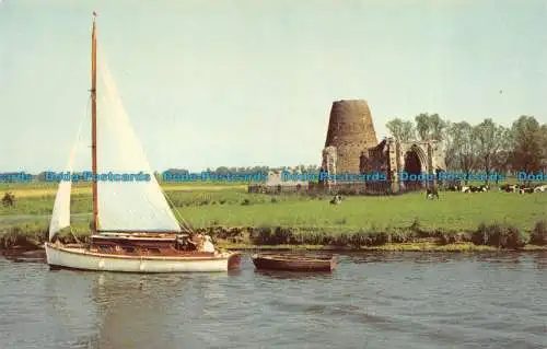 R081981 St. Benets Abbey. River Bure. Norfolk Broads. Cotman Color Serie. Krug