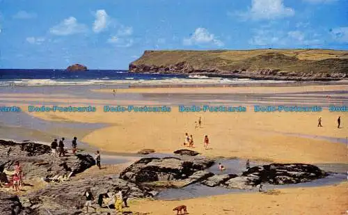 R082470 Polzeath. Der Sand an Niedrigwasser und Pentire Point. Überlandansichten. RP.