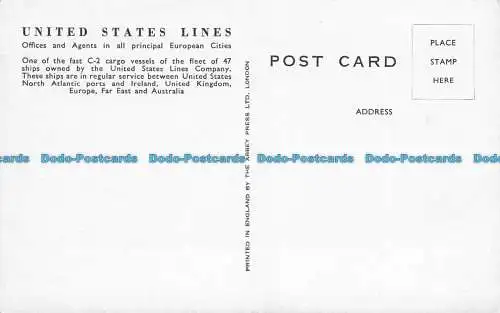 R081321 United States Lines. Büros und Vertreter in allen wichtigen europäischen Städten