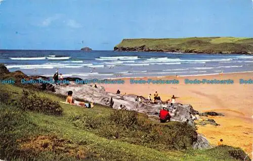 R082091 Polzeath Sands. Pentire Point und Newland. J. Woolverton. 1965