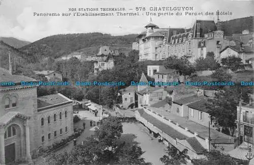 R084236 Chatelguyon. Panorama auf die Therme. Ein Teil des Parks von