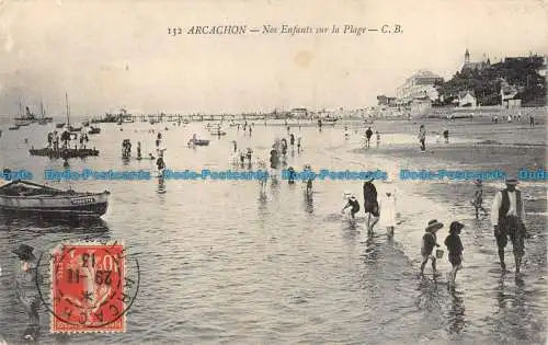 R084976 Arcachon. Unsere Kinder am Strand. C.B. Nr. 132. 1913