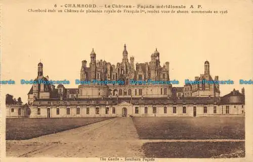 R085085 Chambord. Das Schloss. Südfassade. A.P.Nr. 6