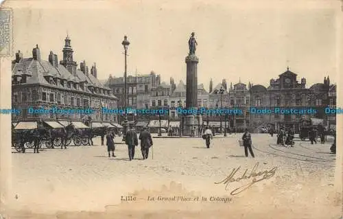 R085156 Lille. Der große Platz und die Säule. 1905