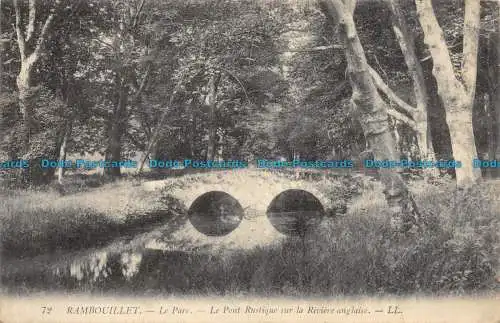 R084710 Rambouillet. Der Park. Die rustikale Brücke über den englischen Fluss. LL. Nr. 7