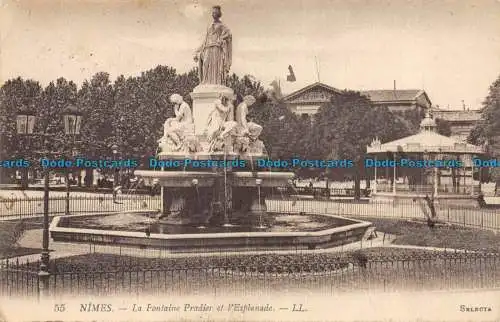 R084822 Nimes. Der Pradierbrunnen und die Esplanade. LL. Nr. 55. 1919