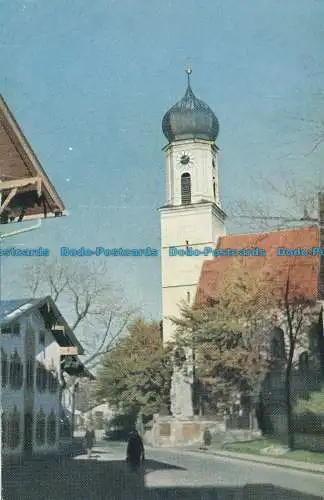 R037910 Oberammergau. Bei der Kirche. Schubert. B. Hopkins