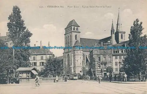 R038598 Straßburg. Kussbrücke. Kirche St. Peter der Ältere. Der Storch. B. Hopk