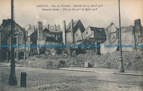 R038084 Amiens. Beauvais Street. Feuer vom 23. April 1918. Neurdein