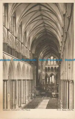 R037474 Kathedrale von Salisbury. Das Schiff. H.C. Stacy. A.R.P.S