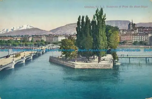 R038116 Genf. Ile J.J. Rousseau und Pont du Mont Blanc. 1929. B. Hopkins