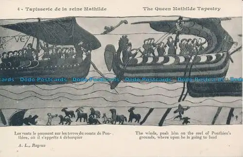 R038186 Der Wandteppich der Königin Mathilda. Die Winde drängen ihn auf den Earl of Ponthieus