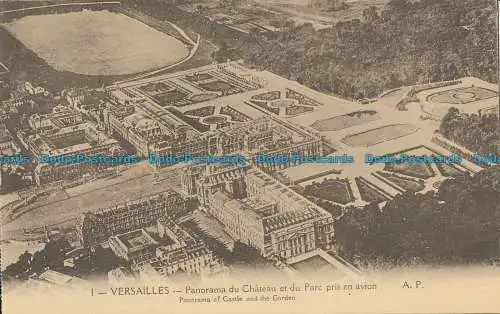 R038341 Versailles. Panorama von Schloss und Gärten. A. Papeghin