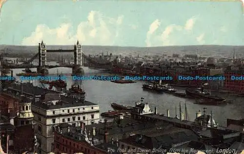 R039514 Der Pool und die Turmbrücke vom Denkmal. London. Smith. 1907