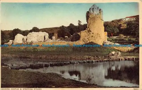 R039599 Ogmore Burg und Trittsteine. Photochrom. Nr. 76221