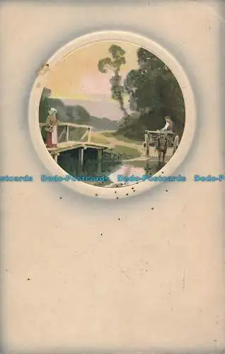 R039242 Teich. Pferd. Brücke. Meissner und Buch. 1908