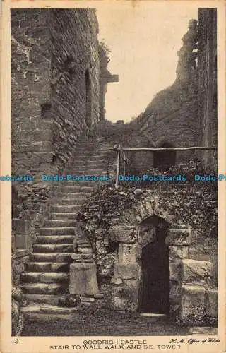 R040042 Goodrich Castle Treppe zur Wandpromenade und S.E. Turm. Ministerium für Arbeiten. N