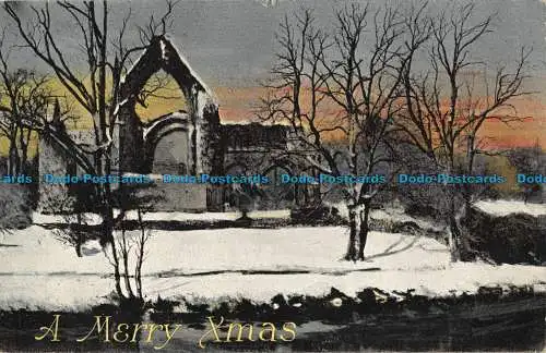 R040152 Grußpostkarte. Frohe Weihnachten. Ruinen im Winter. Valentinstag. 1903