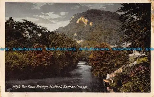 R041144 Hohes Tor von Brücke. Matlock Bad bei Sonnenuntergang