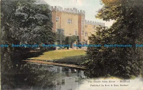 R086042 Das Schloss vom Fluss. Hertford. Rosa. 1904