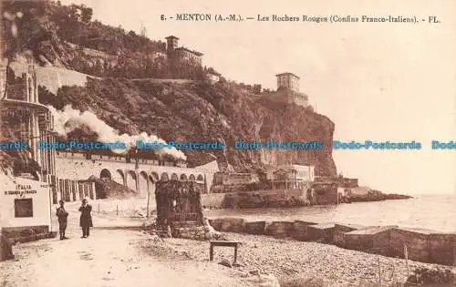 R086078 Menton. A.M. Les Rochers Rouges. Italienische französische Grenze. Frederic Laug