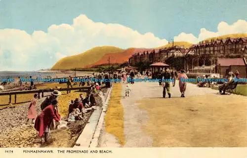 R087293 Penmaenmawr. Die Promenade und der Strand. Photochrom