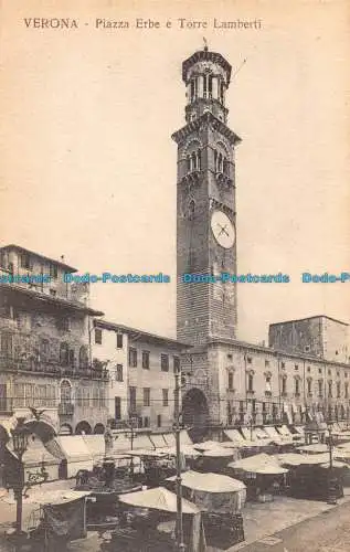 R087981 Verona. Piazza Erbe und Torre Lamberti. O. Onestinghel