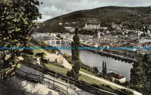 R088038 Heidelberg. Blick vom Heiligenberg auf Schloss und Stadt. Schoning