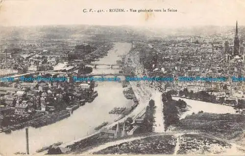 R087492 Rouen. Gesamtansicht zur Seine. Zusammen von Nancy. 1918