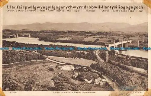 R086947 Menaistraße und walisische Berge. Friths Serie