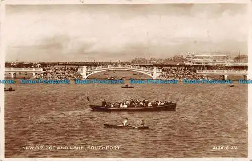 R088276 Neue Brücke und See. Southport. Valentinstag. RP