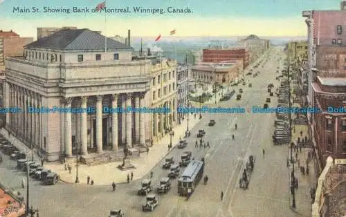 R087733 Main St. Bank of Montreal zeigt. Winnipeg. Kanada. Die Postkarte und G