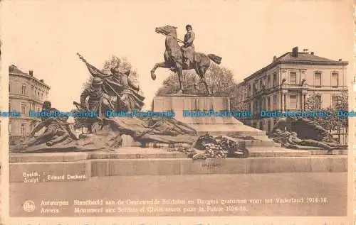 R088319 Antwerpen. Denkmal für die für das Vaterland verstorbenen Soldaten und Zivilisten 1914 18. In der