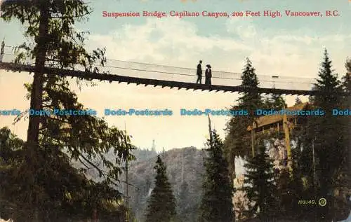 R088862 Hängebrücke. Capilano Canyon. 200 Fuß hoch. Vancouver. B.C. Gutschein