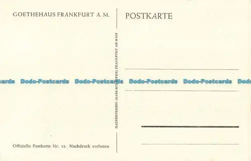 R088474 Goethes Arbeitszimmer III. Lagerbestand. Nein. 12. Hans Schäfer