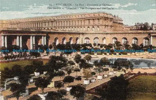 R089440 Versailles. Der Garten von Versailles. Die Orangerie und das Schloss. Hülsen