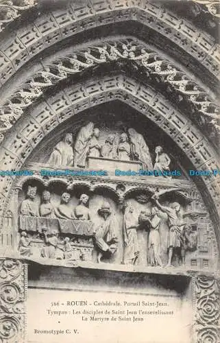 R089505 Rouen. Kathedrale. Portal Saint Jean. Trommelfell. Die Jünger des heiligen Je