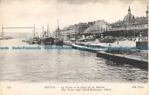 R089674 Rouen. Die Seine und der Börsenkai. ND Foto. Neurdein. Bill Hopki