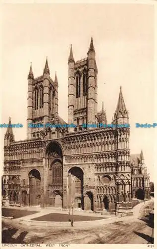 R090157 Lincoln Cathedral. Westfront. Photochrom