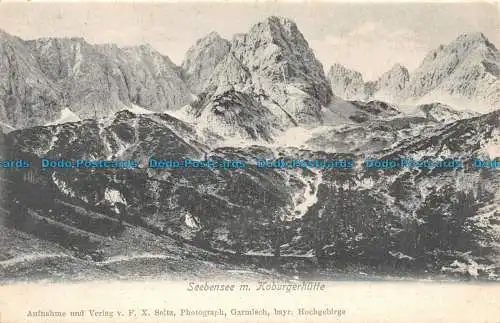 R108260 Seebensee m. Koburgerhutte. F.X. Seitz