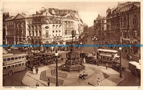 R108273 London. Piccadilly Circus. Photochrom. 1937