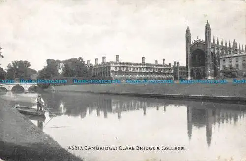 R120332 Cambridge. Clare Bridge und College. Photochrom. Nr. 43817