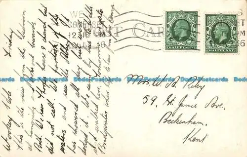 R127558 Alte Postkarte. Luftaufnahme der Felder. 1936